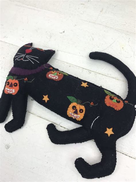 Plush Halloween Black Cat with Pumpkins - Kelea's Florals