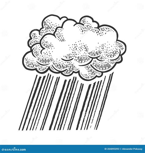 Cloud Rain Sketch Vector Illustration Stock Vector - Illustration of etching, artwork: 204895093