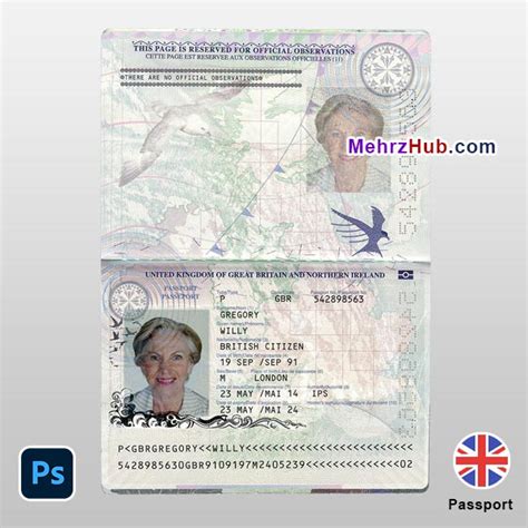 Editable UK Passport PSD Template - MehrzHub