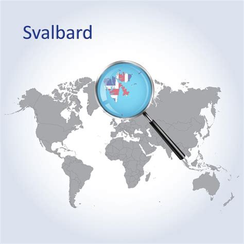 Premium Vector | Magnified map svalbard with the flag of svalbard enlargement of maps vector art