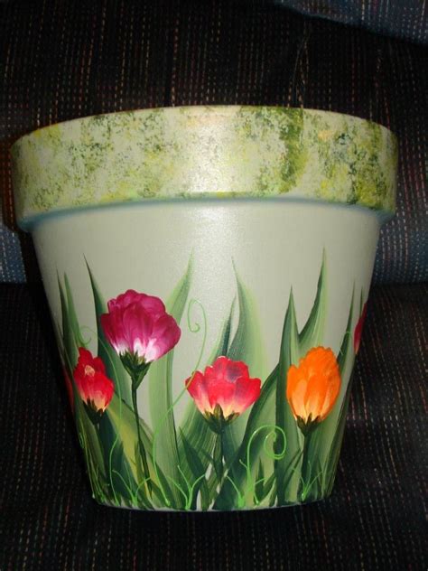 Clay Pot - Painted vibrant florals on this clay pot. Used Plaid FolkArt ...