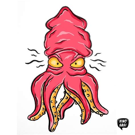 VINOSASI🔸Illustrator🔸Lettering on Instagram: “Demon Squid 🐙 #100daysofsketching #art #artist # ...