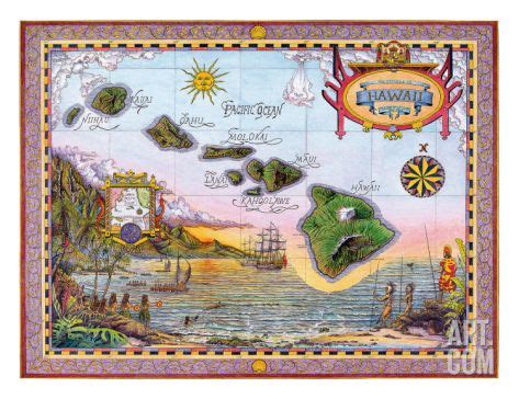 'Antique Map of Old Hawaii' Giclee Print - Steve Strickland | Art.com ...