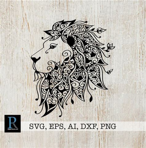 Mandala Lion SVG, Zentangle Lion SVG, Single Layered - Etsy | Lion mandala, Mandala, Mandala digital