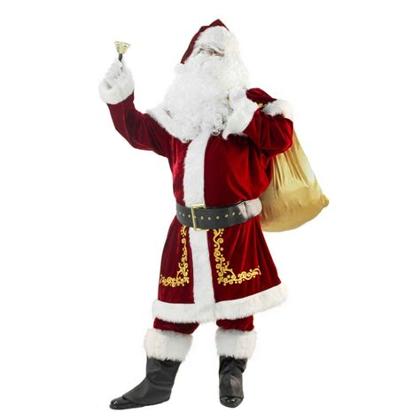 Deluxe Santa Costume for Men Santa Claus Suit 12pcs. Adults Christmas ...