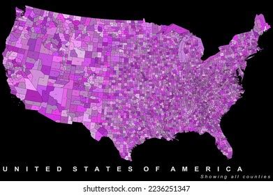 Usa Counties Map Purple Hd Labels Stock Vector (Royalty Free) 2236251347 | Shutterstock