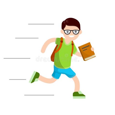 Boy Run with Book. Student Goes To School Stock Vector - Illustration of smile, concept: 244203189