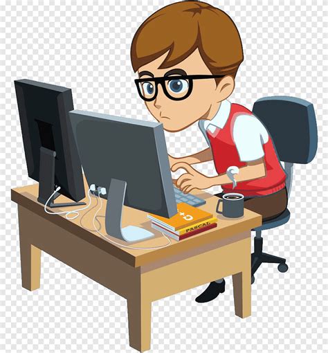 Boy using computer art, Programmer Computer programming, bachelor, furniture, reading png | PNGEgg