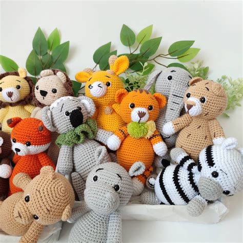 Safari Crochet Animal Toys Woodland Baby Gift Cute Animals - Etsy