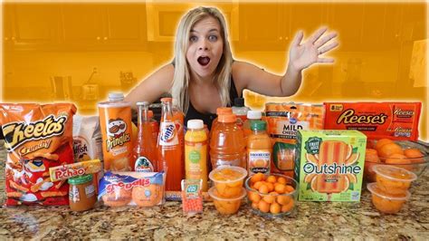 Eating Only ORANGE FOODS For 24 HOURS! | Orange recipes, Food, Orange