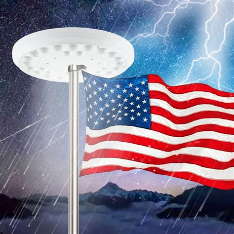 Waterproof Solar Flag Pole light 26 LED Flagpole Downlight Lighting ...