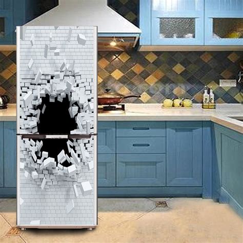 DIY 3D Refrigerator Stickers Full Door Cover, Fridge Sticker Cover ...