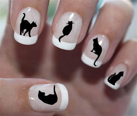 56 BLACK CATS Nail Decals BC1 Cat Nail Art Tiny Cat Nail