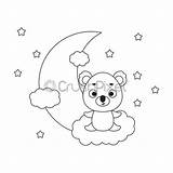 Coloring Page Cute Little Koala Sitting On Cloud Book  stock sketch template