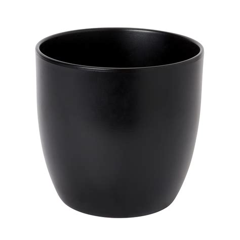 Black Ceramic Plant pot (Dia)21.5cm | Departments | DIY at B&Q