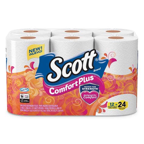 Scott Comfortplus Toilet Paper, Double Roll, Bath Tissue, Septic Safe, 1-Ply, White, 231 Sheets ...