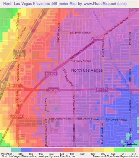 Elevation of North Las Vegas,US Elevation Map, Topography, Contour