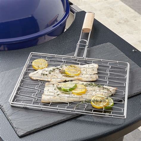 Flexible Grill Basket with Wood Handle + Reviews | Crate & Barrel