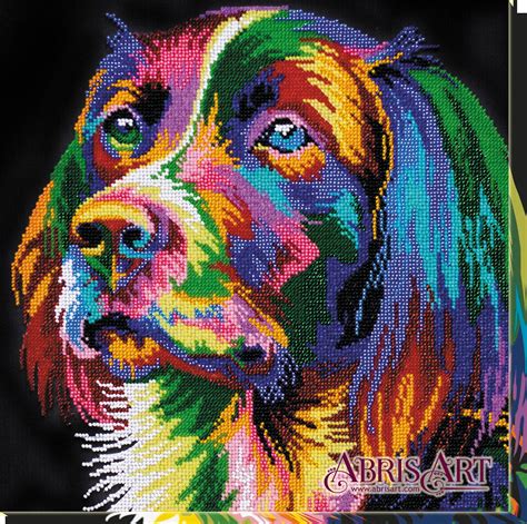 Colorful Dog DIY Bead Embroidery Kit, Needlepoint kits, Animal Home wall decor Pop art style ...