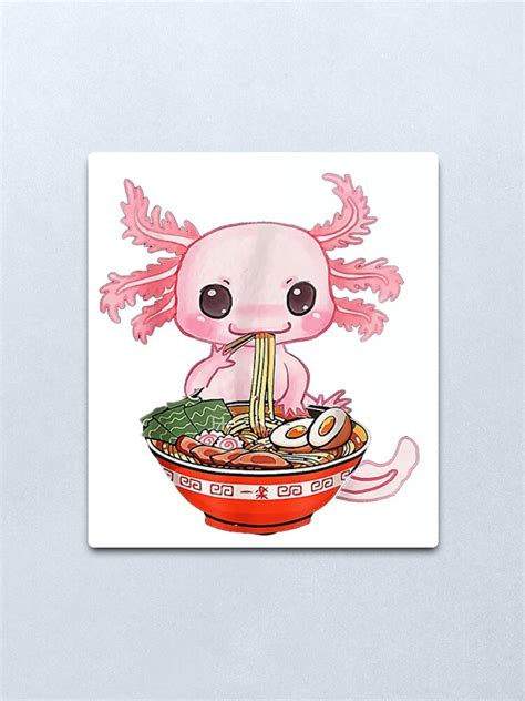 "Pink Axolotl Eating Ramen , Salamander Eating Noodles, kawaii Axolotl, Japanese Axolotl ...