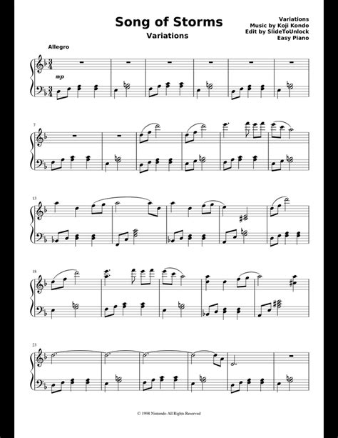 Song of Storms Variations sheet music for Piano download free in PDF or ...