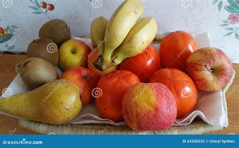 Basket of fresh fruit stock photo. Image of yellow, diet - 63350332