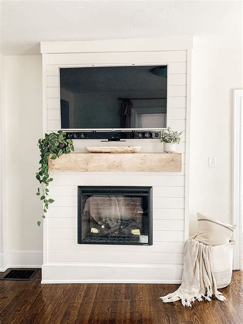 DIY Shiplap Electric Fireplace & Mantel - Micheala Diane Designs