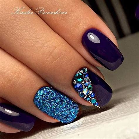 Purple and teal with glitter and rhinestones (With images) | Blue nails, Purple nail designs ...