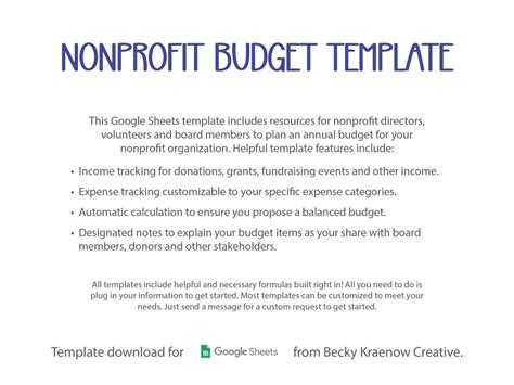 Nonprofit Budget Template Google Sheets Template Download for Nonprofit Budget Planning - Etsy