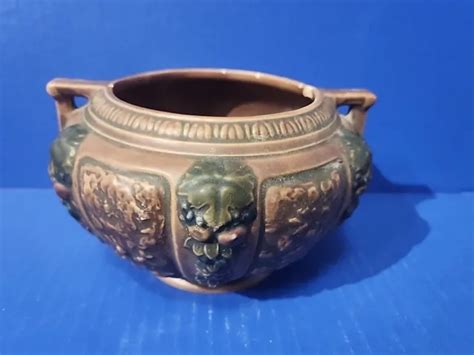 VINTAGE 1920S ROSEVILLE Pottery Florentine Bowl Terracotta Brown 7" $19.99 - PicClick