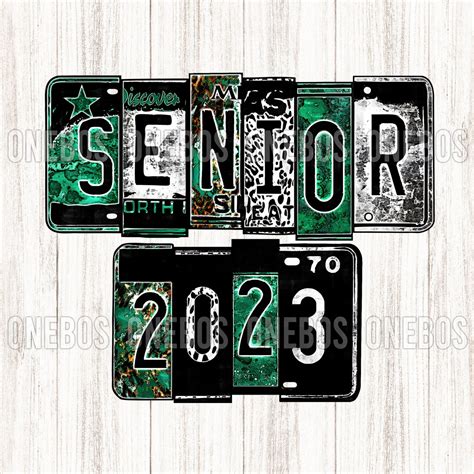 Stacked License Plate Senior 2023 PNG Green Grey Grunge - Etsy