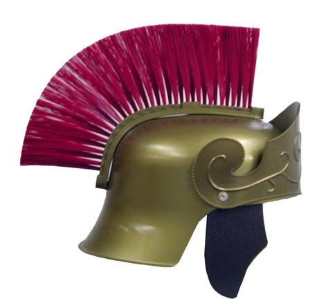 Roman Helmet Gold With Red Brush - Candy's Costume Shop