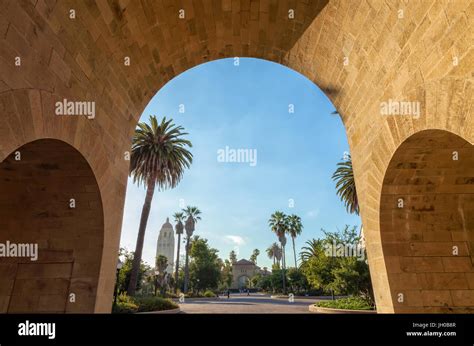 The architectural structures in Stanford University campus in Palo Alto ...