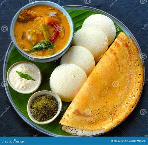 Desayuno Del Sur De India - Chutney De Idli Dosa Imagen de archivo - Imagen de sano, cena: 158574513