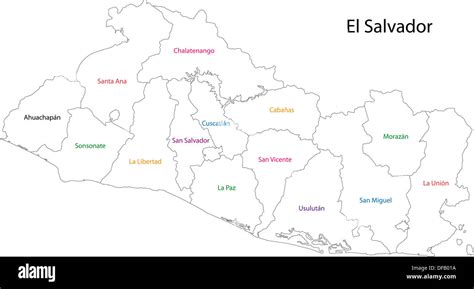 Outline El Salvador map Stock Photo - Alamy