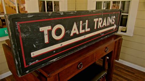 Vintage Train Station Sign, Hand-Painted, Distressed