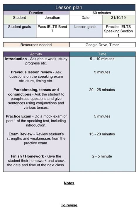 10 minute lesson planner - guidesweet