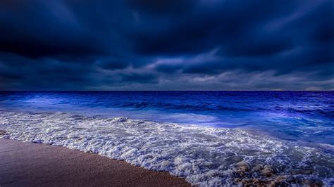 2560x1440 Sea Shore Waves At Night Time 4k 1440P Resolution ,HD 4k Wallpapers,Images,Backgrounds ...