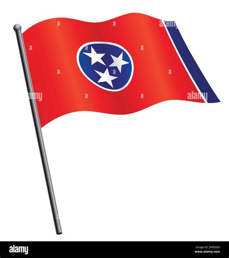 tennessee tn state flag flying on flagpole silk vector isolated on white background Stock Vector ...