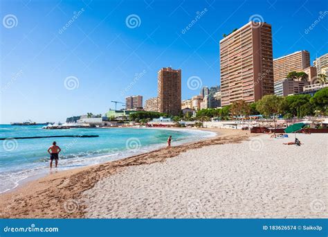 Monte Carlo Beach in Monaco Editorial Stock Image - Image of french, landmark: 183626574