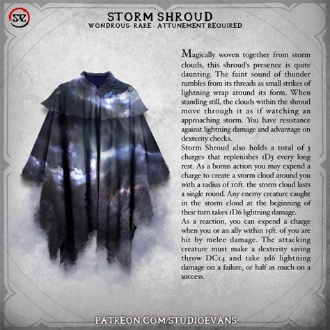 Storm Shroud | Dungeons and dragons homebrew, Dnd dragons, Dungeons and dragons game