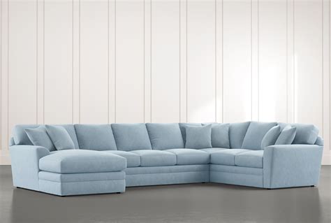 Prestige Down Light Blue 3 Piece Sectional With Left Arm Facing Chaise ...