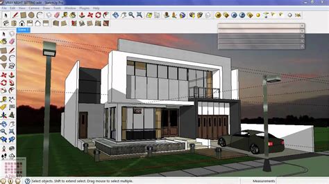 Google Sketchup-Tutorial 16- Vray exterior Night Scene - YouTube