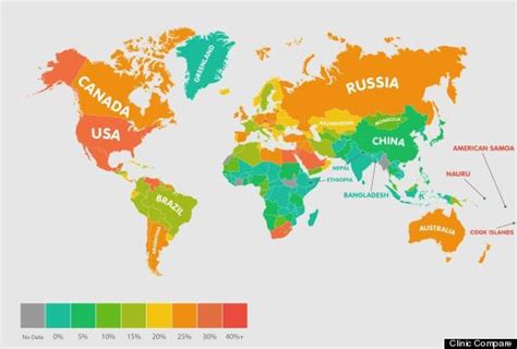 Map Reveals Which Are The Most Obese Countries In The World