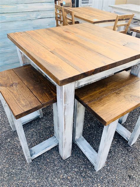 Counter Height Rustic Farmhouse Table With Stools High Top - Etsy