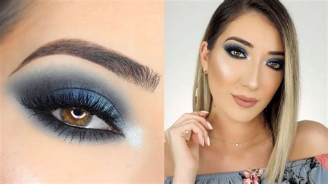 DARK BLUE SMOKEY EYE MAKEUP TUTORIAL - YouTube