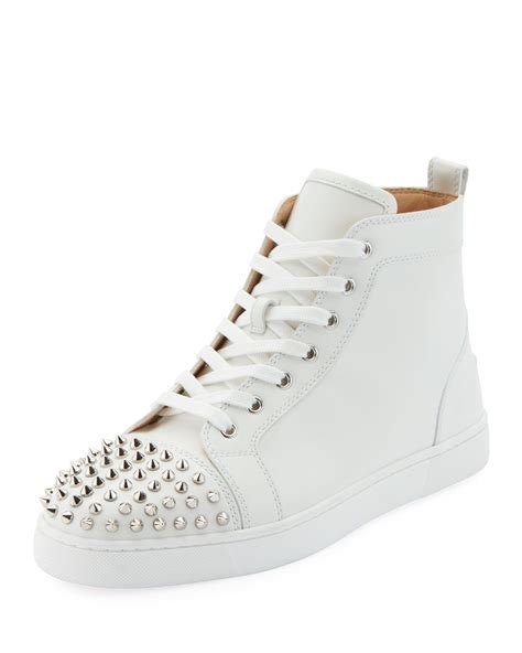 Christian Louboutin Lou Spike-embellished Leather High-top Trainers In White | ModeSens | Trendy ...