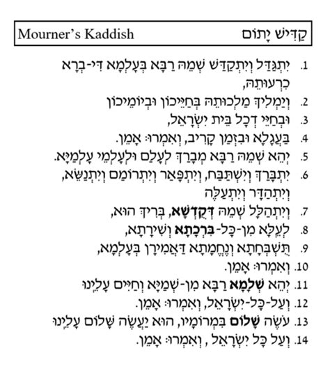 Mourner's Kaddish - Temple Sinai