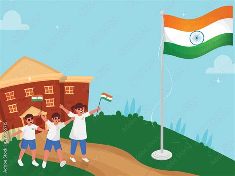 Joyful Children Indian Flag Hoisting Ceremony, School Background ...