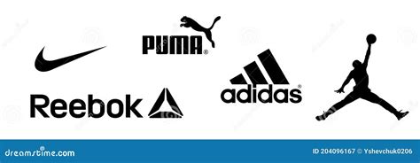 Nike, Adidas, Brooks, New Balance, Puma - Logos Of Sports Equipment And Sportswear Company. Kyiv ...